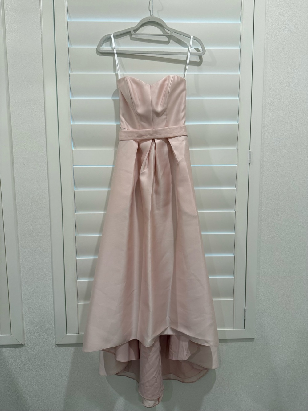 ALFRED SUNG Blush Pink Satin High-Low Dress